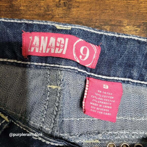 Vtg Zanadi Jeans Size 9 Bootcut Low Rise Embellished Button Flap Western Y2K - Picture 6 of 13